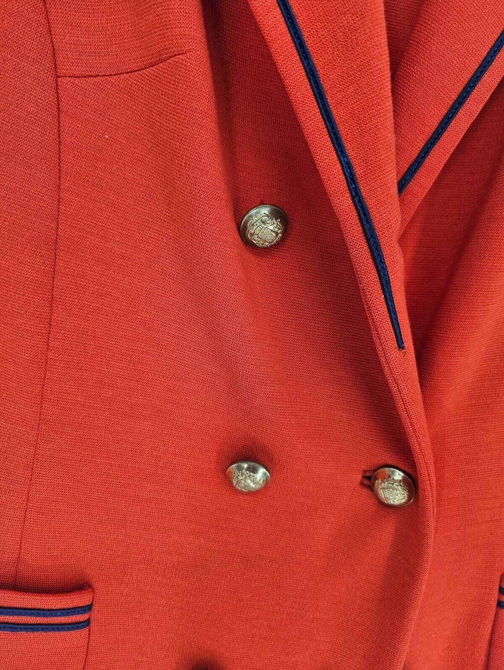 Vintage 1960s Butte Knit Double Breasted Jacket Bright Coral Orange Mod - Picture 2 of 4